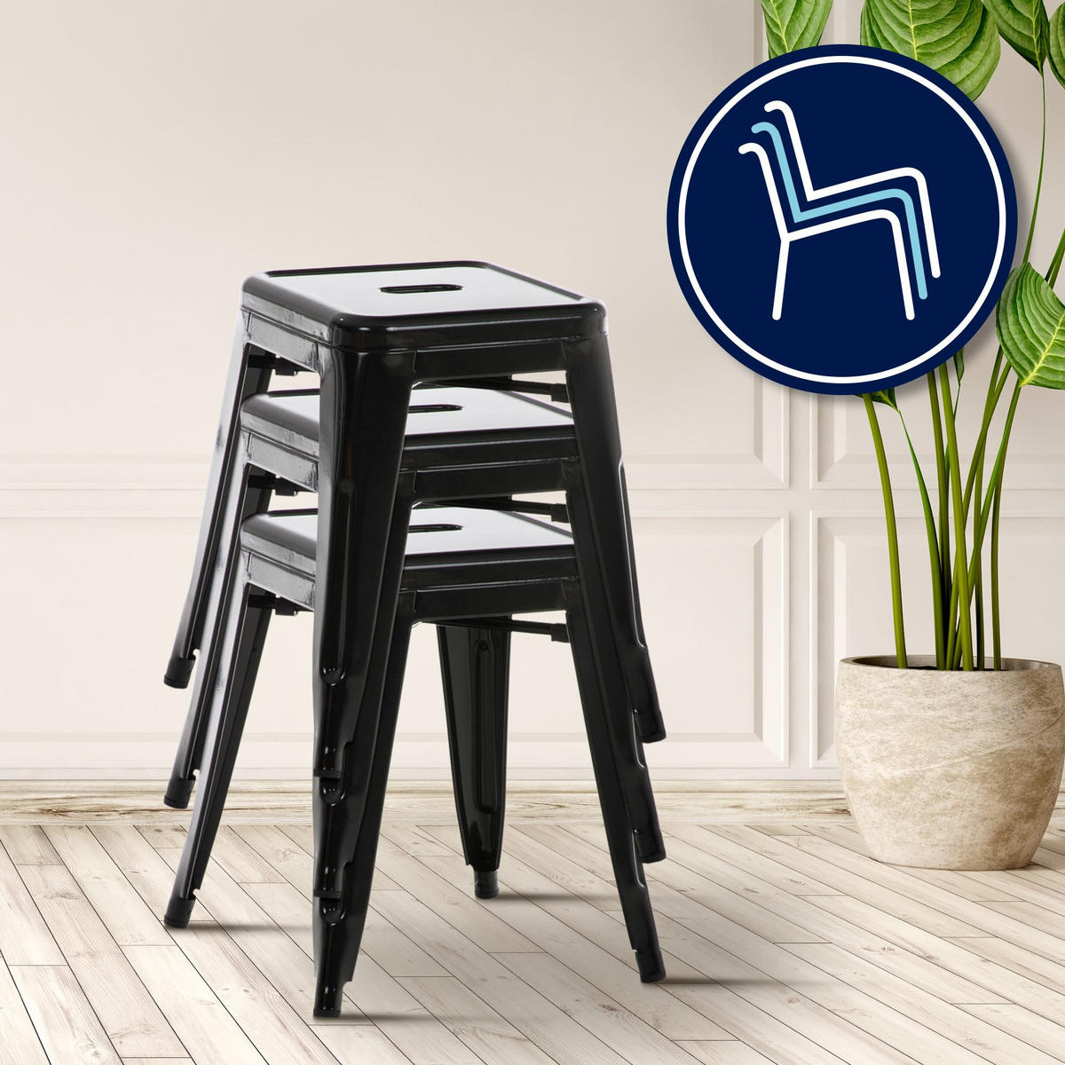 SITZHOCKER Arvida schwarz - Schwarz, Metall (40/46/40cm) - TPFLiving