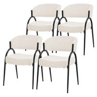 ESSZIMMERSTUHL 4er Set Küchenstühle gepolstert mit Webstoff-Bezug und Arm- und Rückenlehne Beige - Beige/Schwarz, Textil/Metall (54/81/65cm) - ML-DESIGN