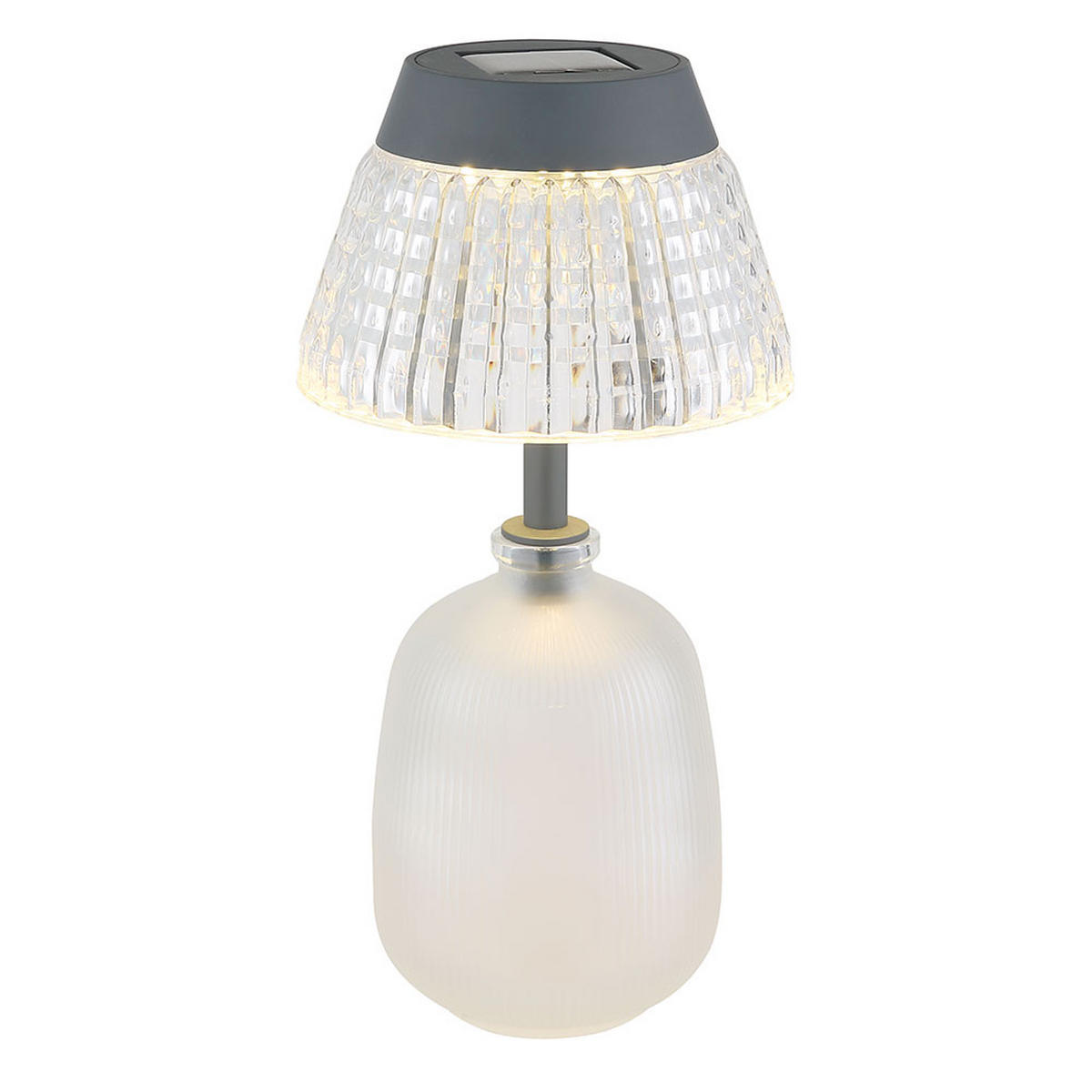 LED SOLARLEUCHTE Tischleuchte Glas Klar - Weiß, Glas (13.5/13.5/27cm) - Globo Lighting