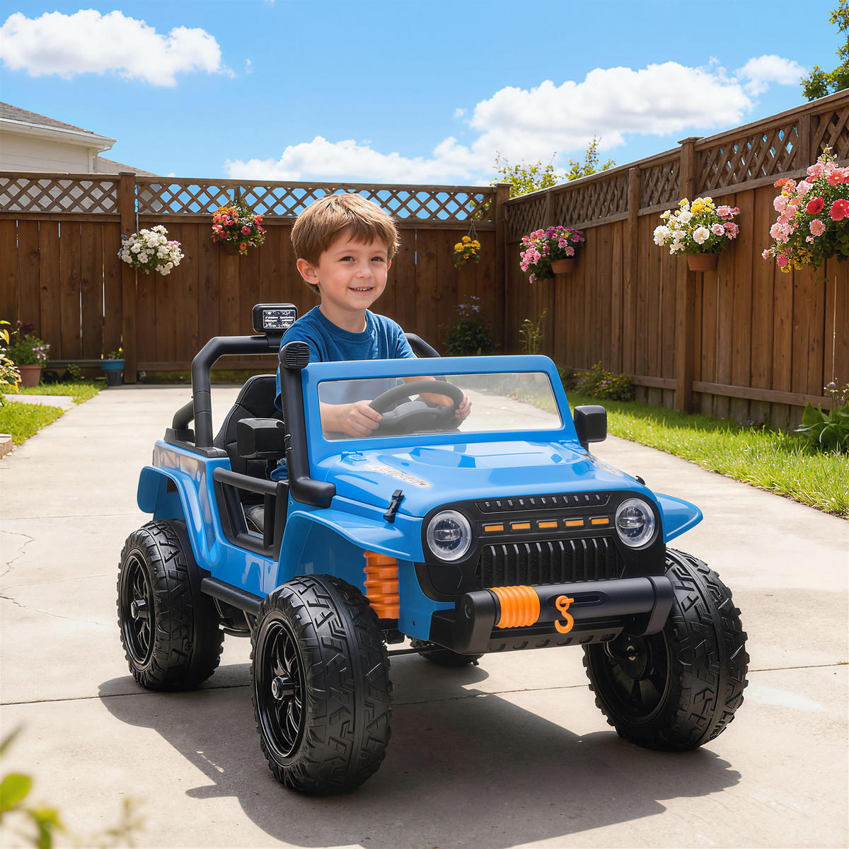 KINDER Elektroauto 12V Kinderauto Elektrisch mit Fernbedienung 2 Motor Hupe LED - Blau, Metall (123.5/70.3/71.3cm) - AIYAPLAY