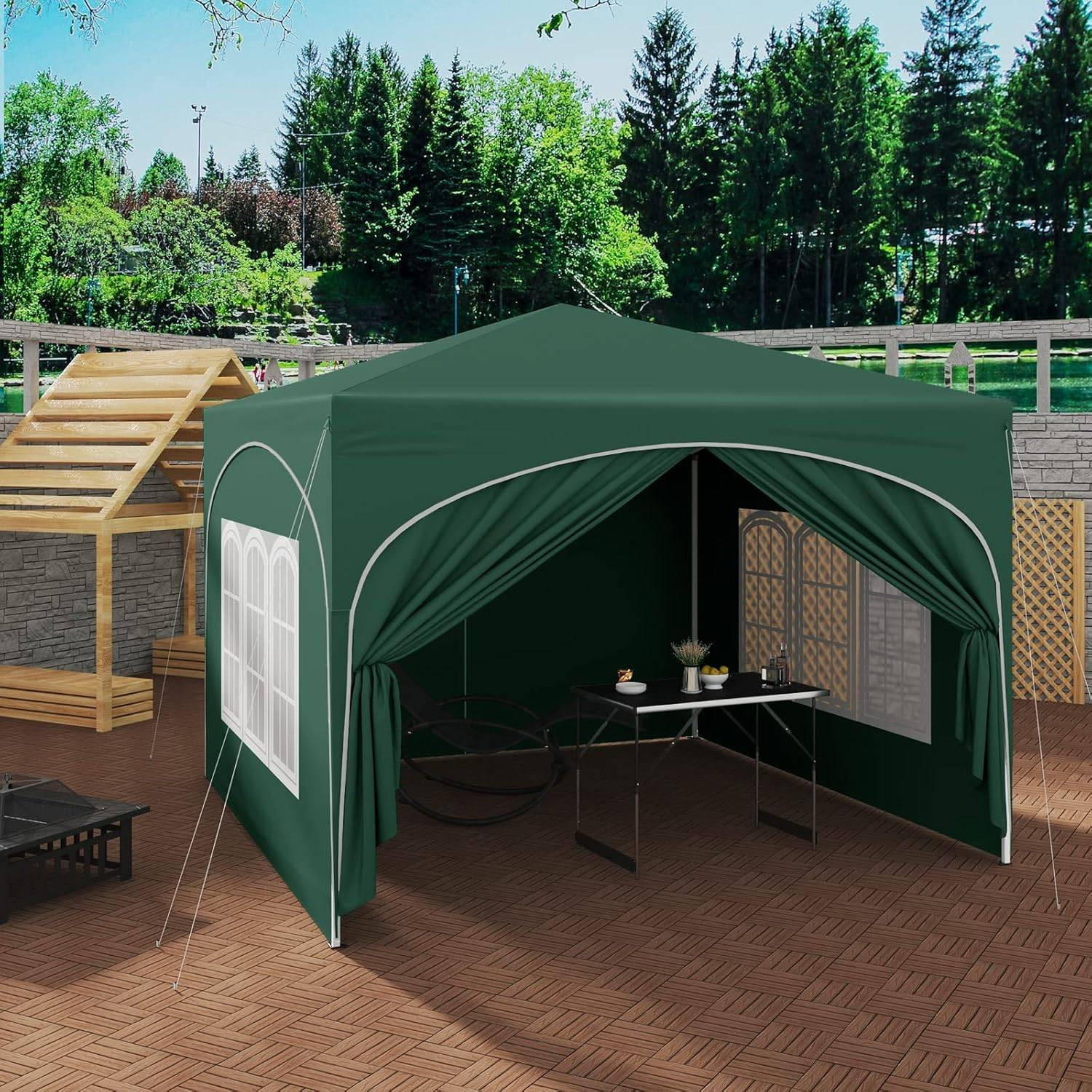 PAVILLON, Faltpavillon 3x3 m, mit 4 Seitenwänden, Grau - Grün, Metall (300/260/300cm) - Woltu