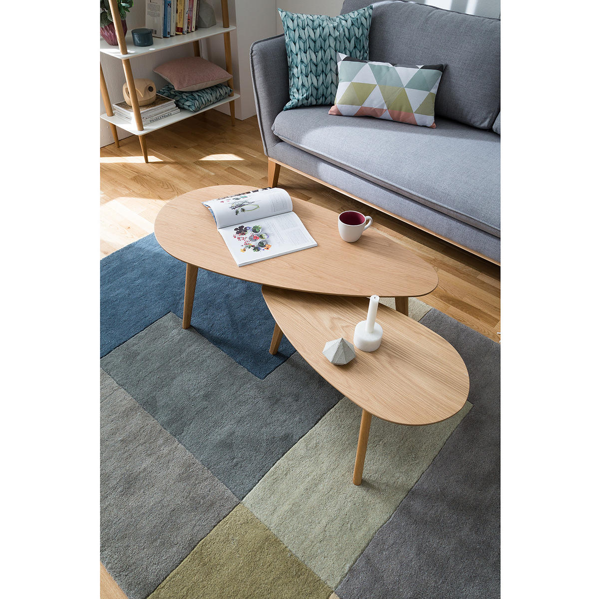COUCHTISCH-SET - 2-teilig - Eiche teilmassiv - Eichefarben, Holz/Holzwerkstoff (50/100/40cm) - home24