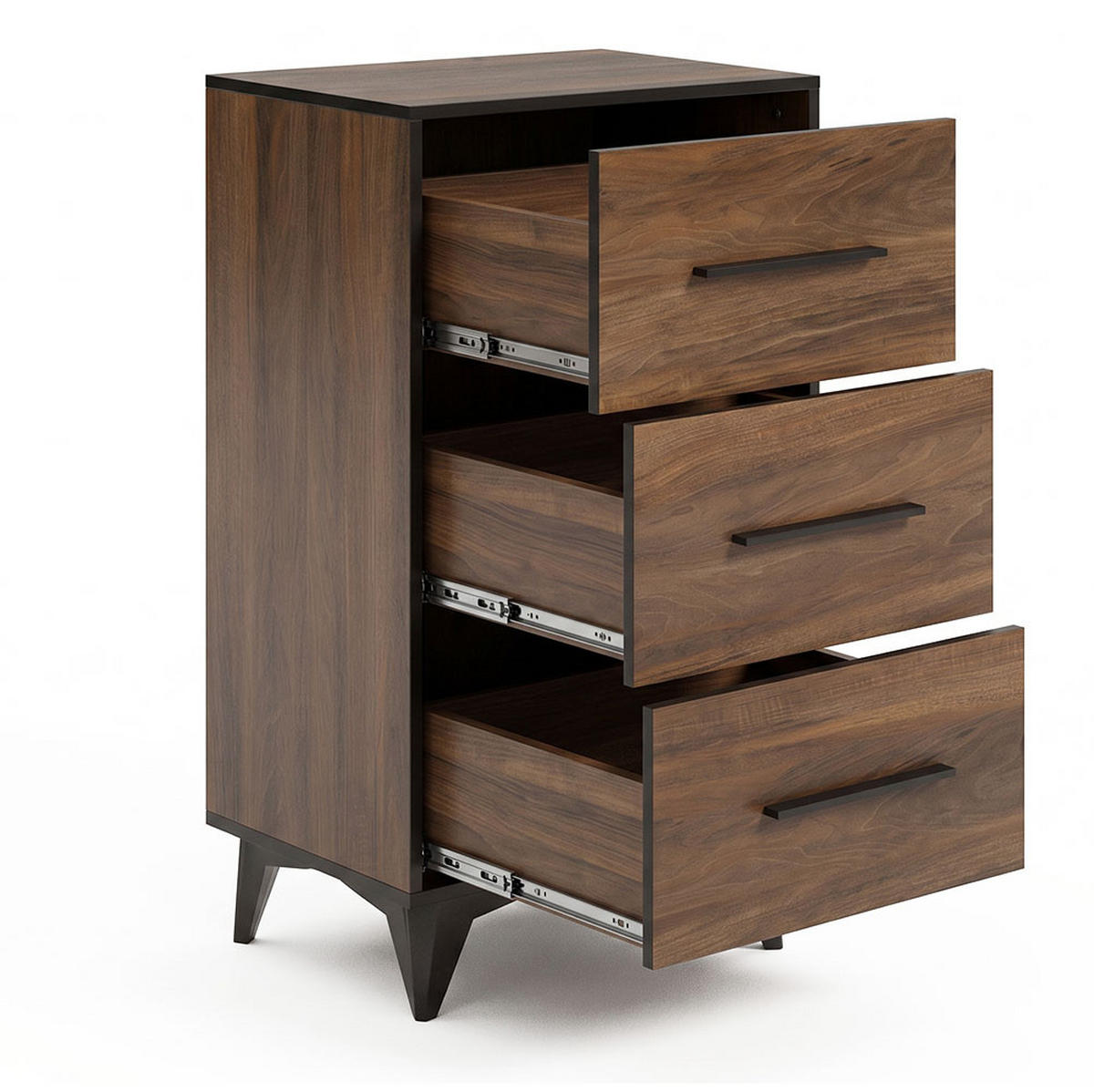 SCHUBLADENKOMMODE Frida Shirin Walnuss / schwarz 47,3 / 40,3 / 94,5cm - Walnussfarben/Schwarz, Holz/Holzwerkstoff (47.3/94.5/40.3cm) - Feldmann-Wohnen