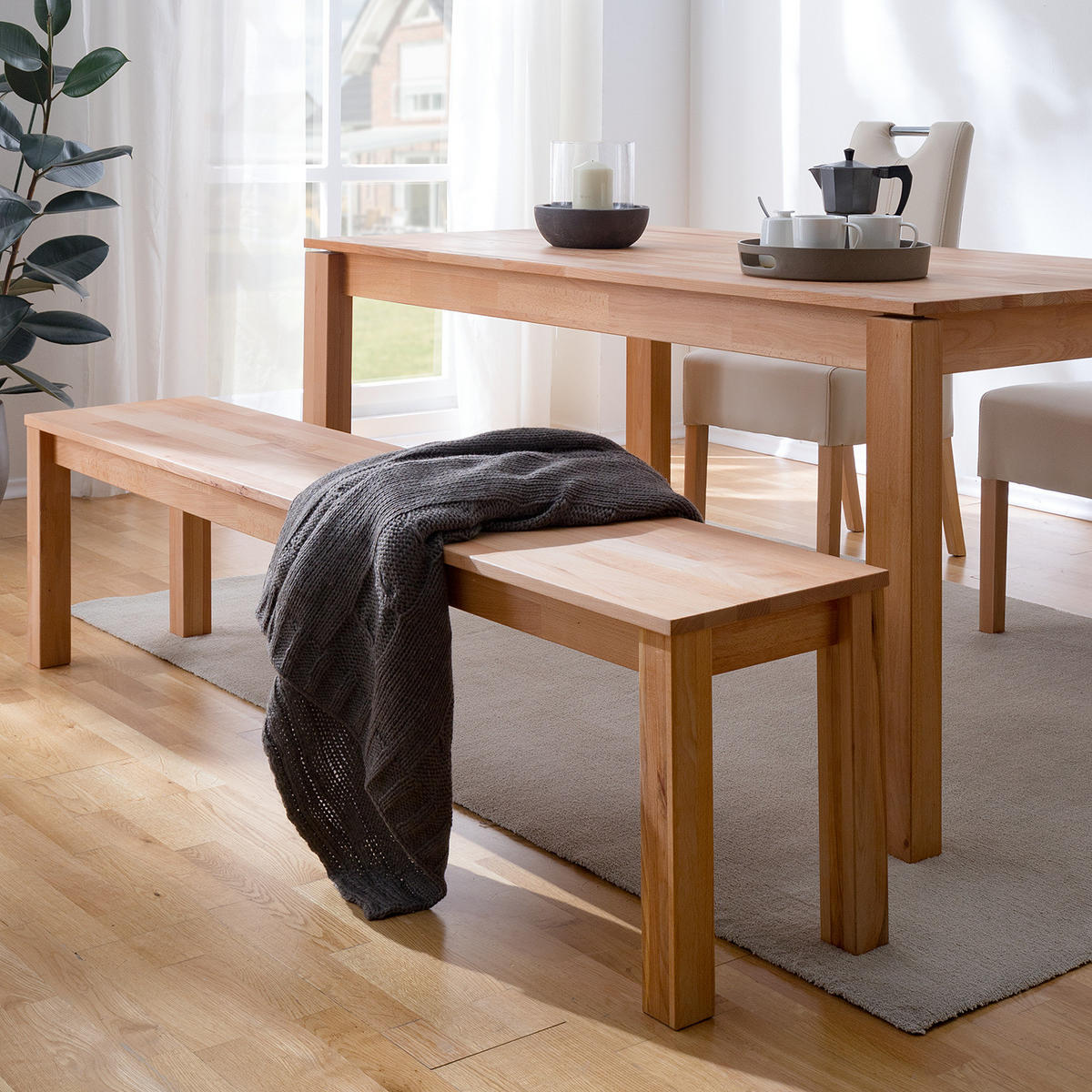 SITZBANK - Buche massiv - Buchefarben, Holz (180/45/35cm) - home24