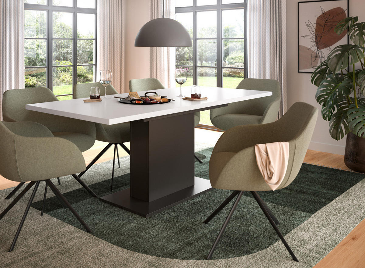 ESSTISCH weiß, grau, Küchentisch ausziehbar 150 - 190 cm - Weiß/Grau, Holzwerkstoff/Metall (150/90/76cm) - Inn.Furn