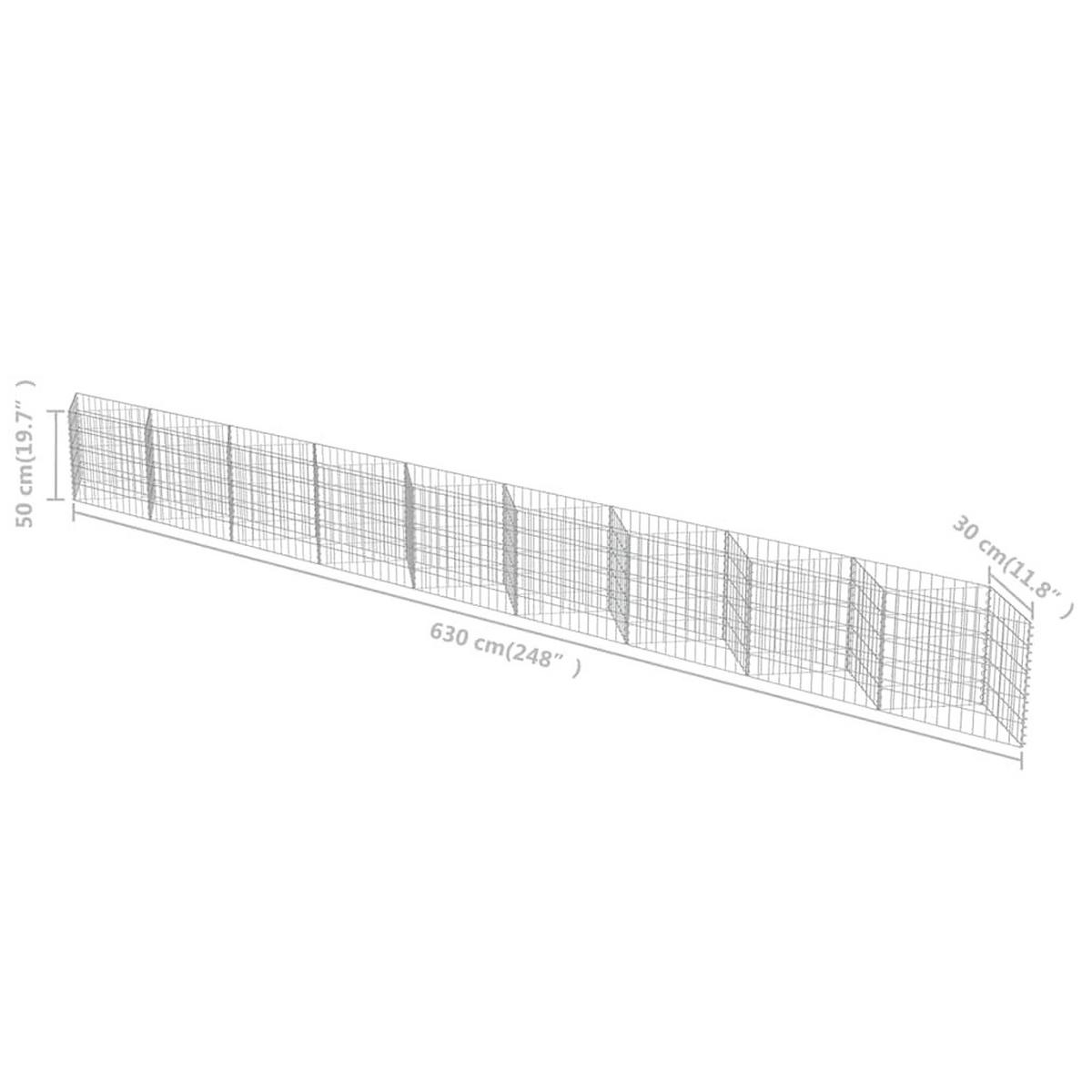 GABIONENWAND Verzinkter Stahl 630/30/50 Cm - Silberfarben, Metall (30/50cm) - vidaXL