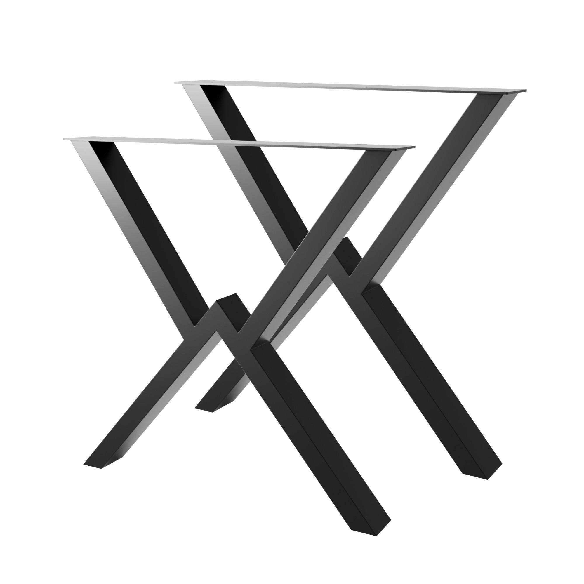 TISCHBEINE Breda 2er-Set Schwarz 72cm - Schwarz, Metall (10/72/72cm) - Metalo Pro