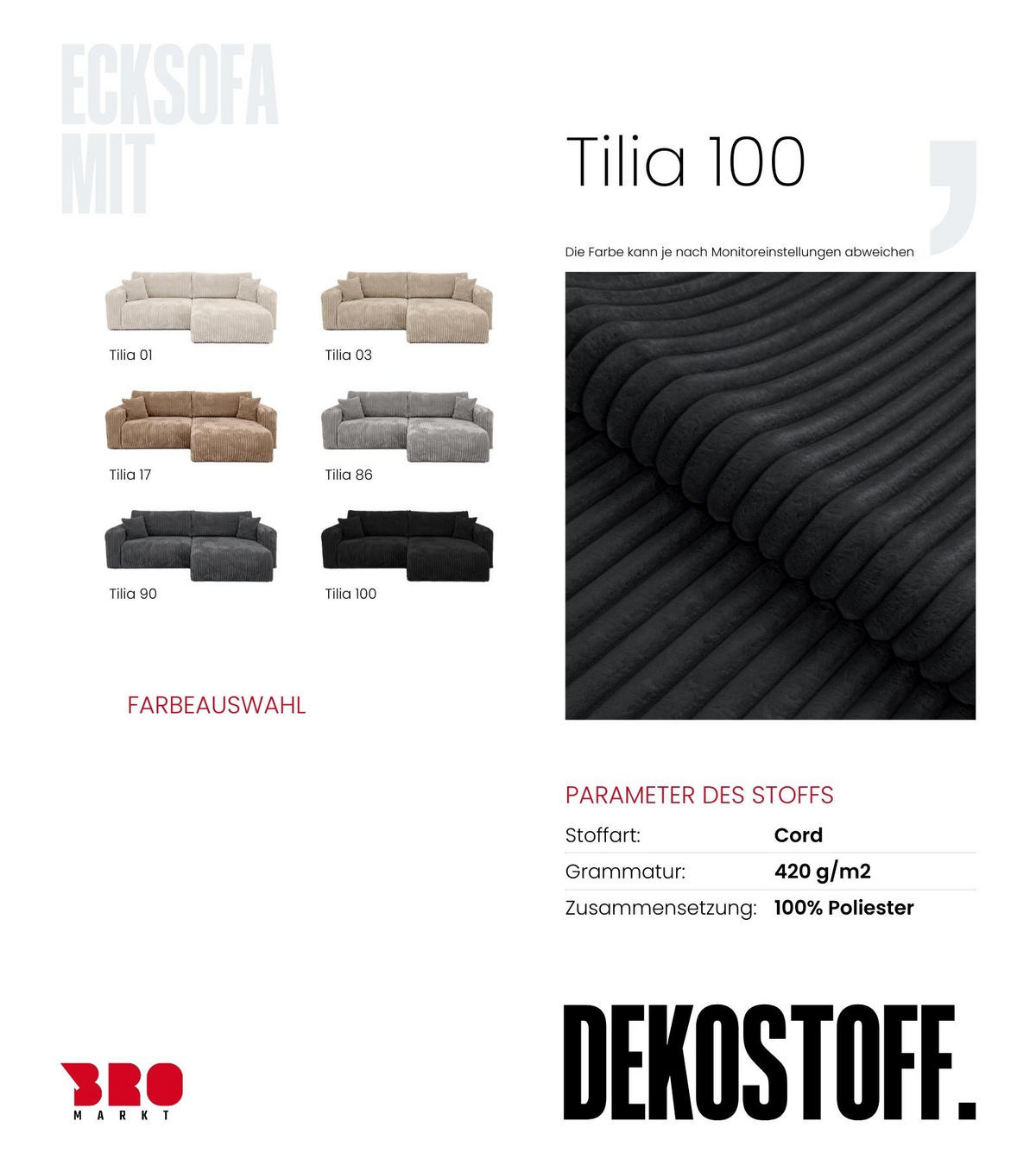 ECKSOFA mit Schlaffunktion TILIO Schwarz - Schwarz, Textil (244/148cm) - Bromarkt