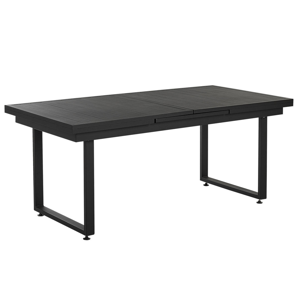 GARTENTISCH 180-240/90 cm Metall Schwarz Valcanetto - Schwarz, Metall (180/90/84cm) - Beliani