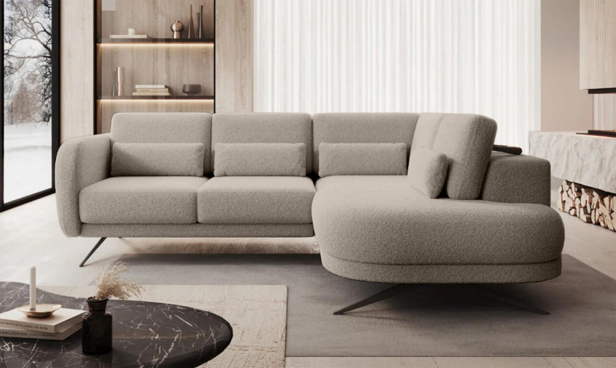 ECKSOFA ILUSIO L 250x205cm, Schlaffunktion, Grau, Rechts - Grau, Holz/Textil (248/205cm) - DomoHome