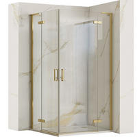 DUSCHKABINE Rea Hugo 90x100 Gold Brush - Goldfarben, Glas (90/100/200.5cm) - REA