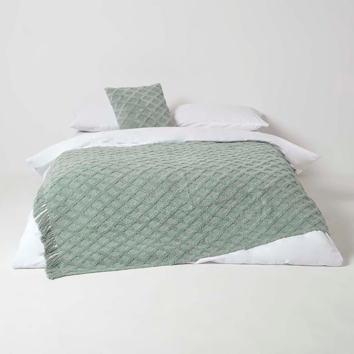 WOHNDECKE 125/150 cm, Baumwolle getuftet - Salbeigrün, Textil (125/150cm) - Homescapes