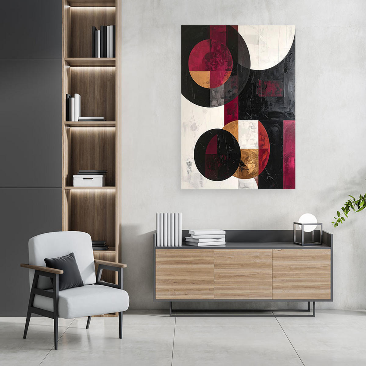 LEINWANDBILD 3D und geometrisch 80x120cm - Rot, Textil (80/120cm) - Feeby