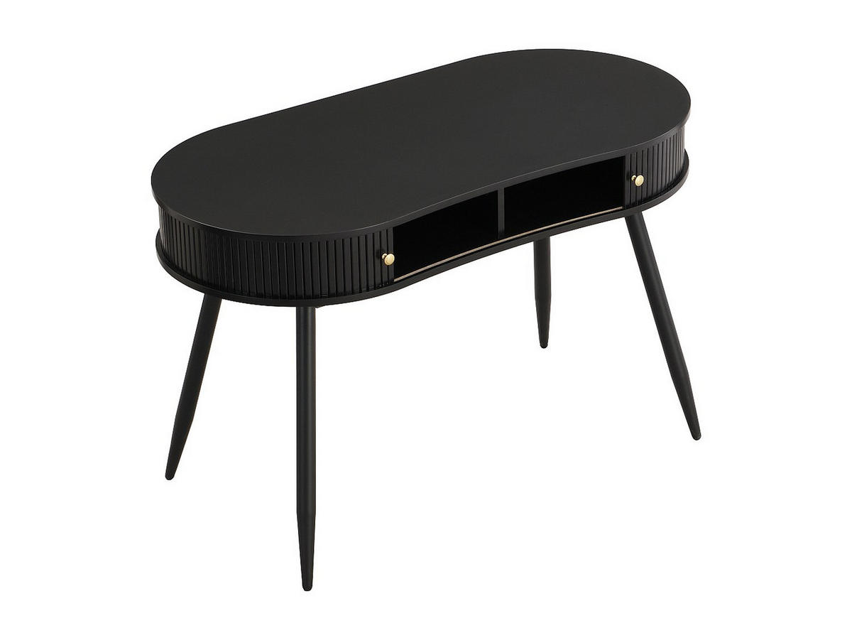 SCHREIBTISCH mit 2 Schiebetüren - MDF - Schwarz - SEVATO - Schwarz, Holz (120/60/75cm) - Vente-Unique