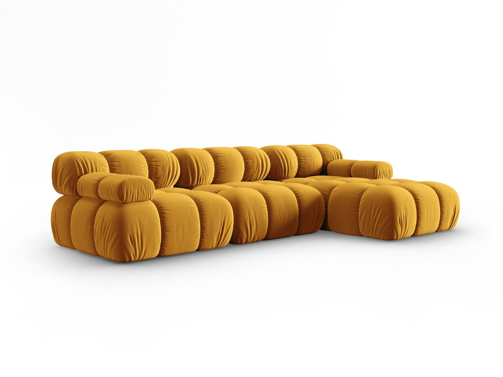 MODULARES-ECKSOFA rechts Bellis aus Samt gelb 4 Sitzplätze - Gelb, Textil (122/285cm) - Micadoni