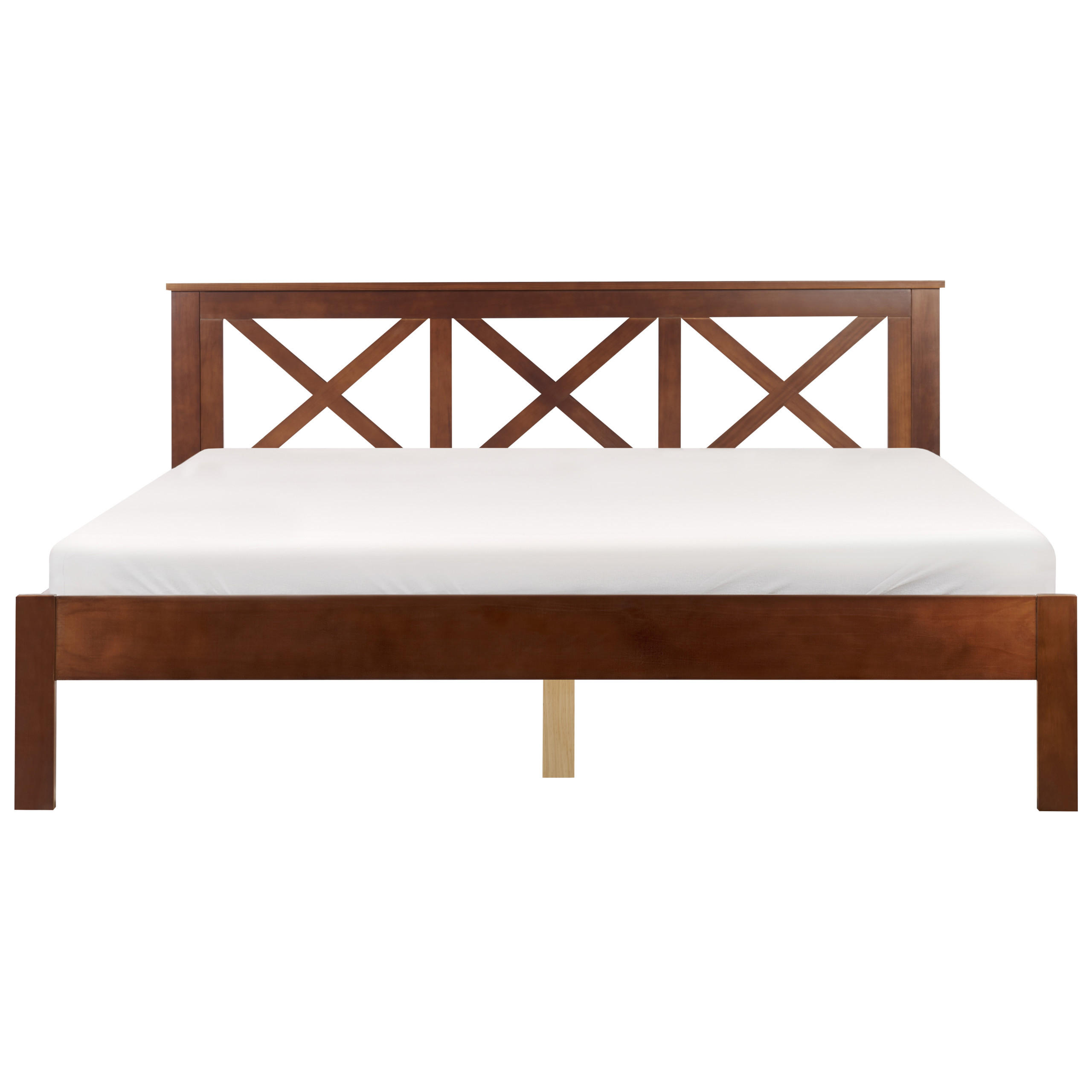 BETT mit Lattenrost 180x200 cm Dunkler Holzfarbton Tannay - Dunkelbraun, Holz (180/200cm) - Beliani