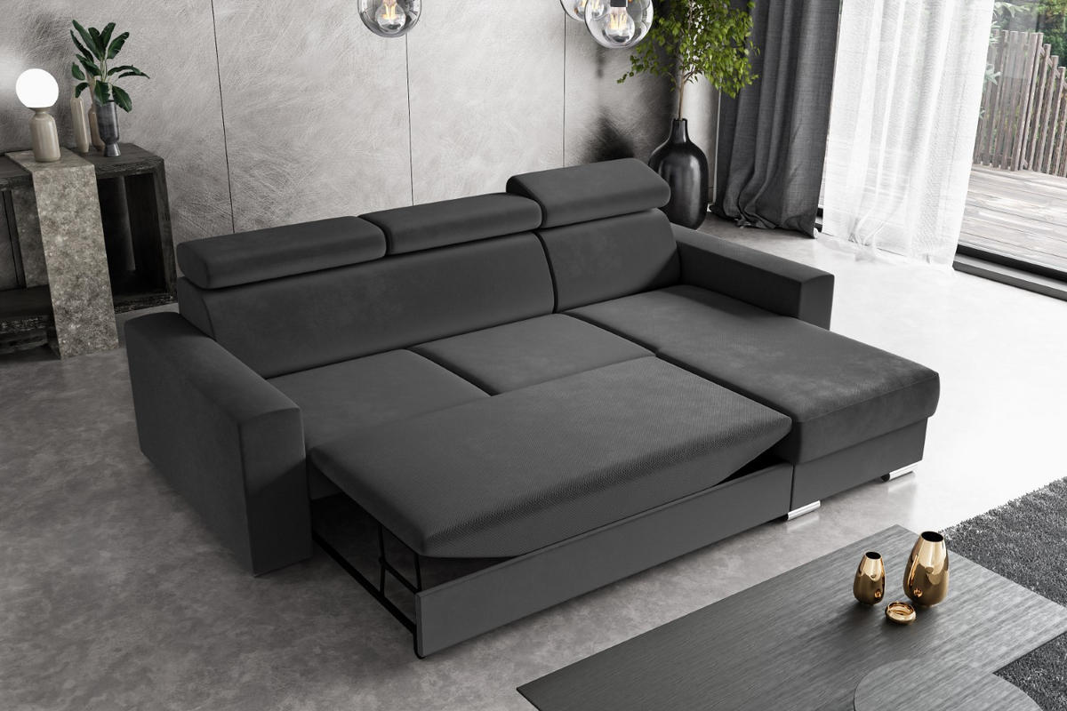 ECKSOFA in L-Form Corner Sofa Bett Eckcouch Couch Wohnlandschaft Cauchsofa FIX - 242x168 cm Dunkelgrau - Dunkelgrau, Holzwerkstoff/Kunststoff (168/242cm) - ALTDECOR