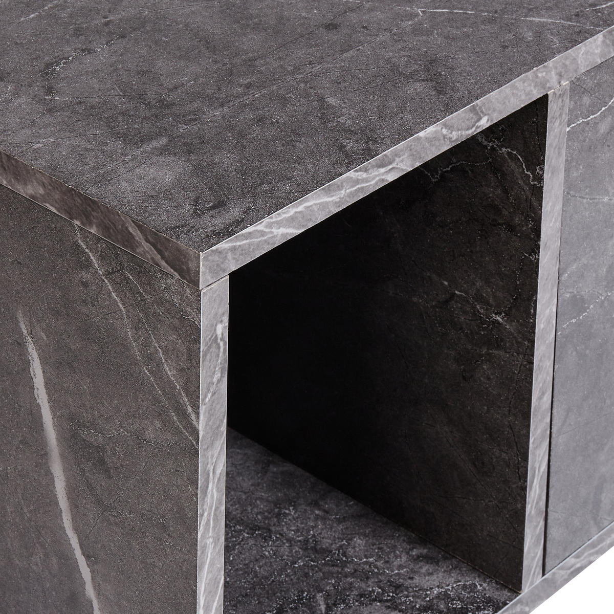 DULAP SUB LAVOAR montat pe perete 80 cm negru marmură Cascavel - negru, compozit lemnos (80/28/40cm) - Beliani