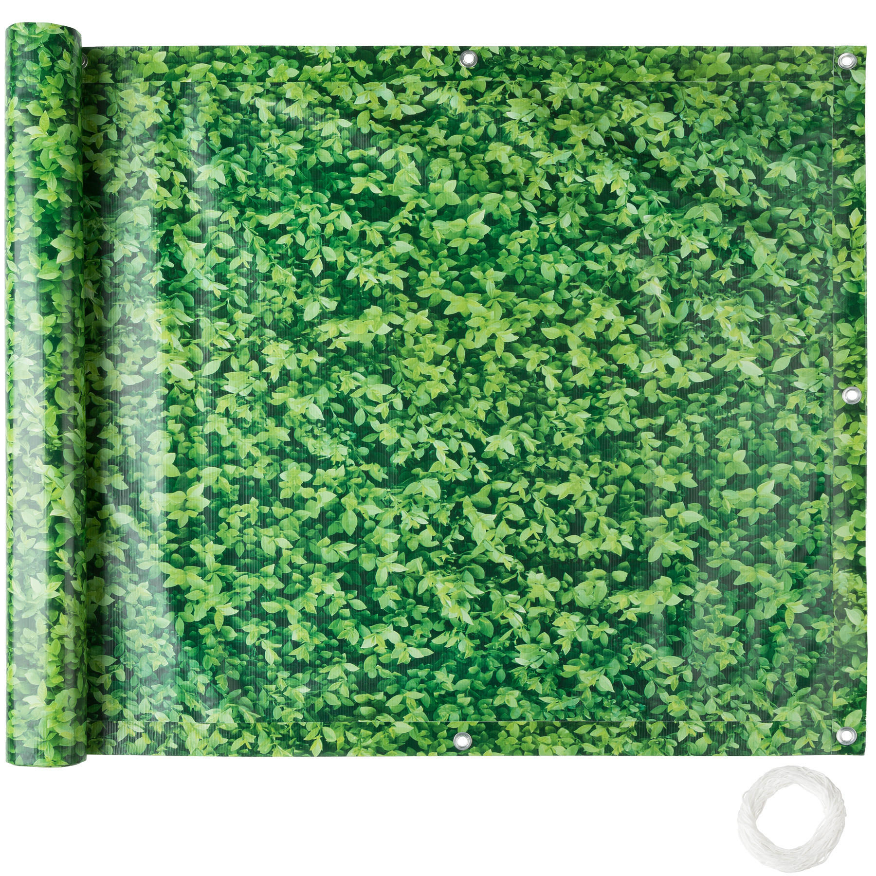 BALKONBESPANNUNG ,600 x 90 cm,grünes Laub - Grün, Kunststoff (90/0.5cm) - tectake