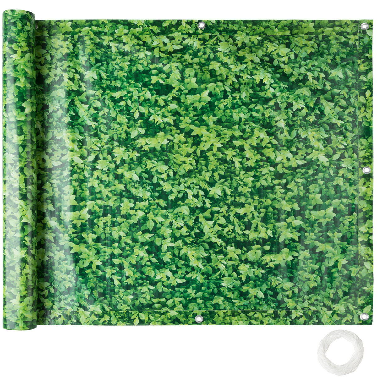 BALKONBESPANNUNG ,600 x 90 cm,grünes Laub - Grün, Kunststoff (90/0.5cm) - tectake