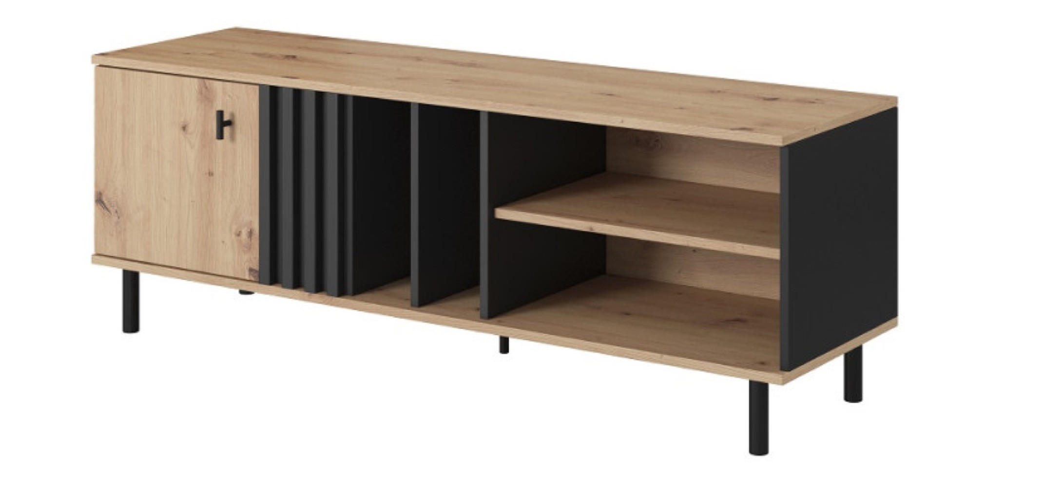 TV-LOWBOARD Weiß MANDI C 138 cm Mit Lamellen Mit Regalen - Multicolor, Holzwerkstoff (138.1/49.2/40cm) - Sepro Meble