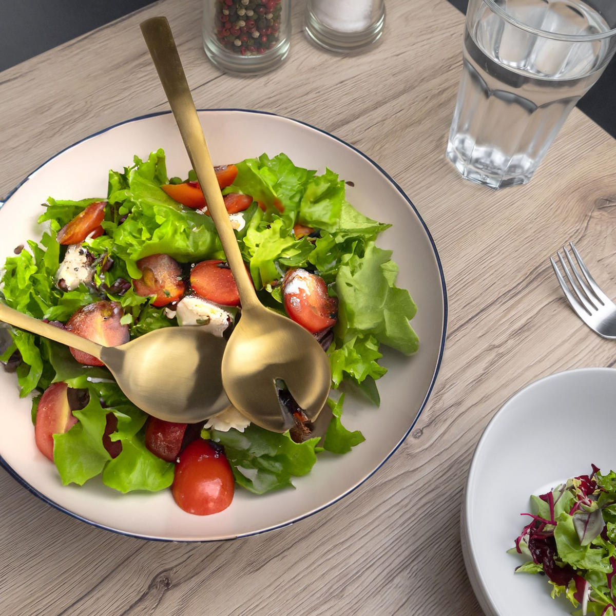 SALATBESTECK 2er-Set Edelstahl 18/0 - Goldfarben, Metall - Intirilife