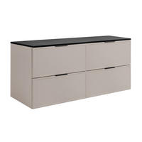 BADEZIMMERSCHRANK, Kaschmir / Dunkelgrau, Schwarze Griffe, 120 (2 x 60) x 46 x 57 cm - Kaschmir/Schwarz, Holzwerkstoff/Kunststoff (120/57/46cm) - 3XE LIVING