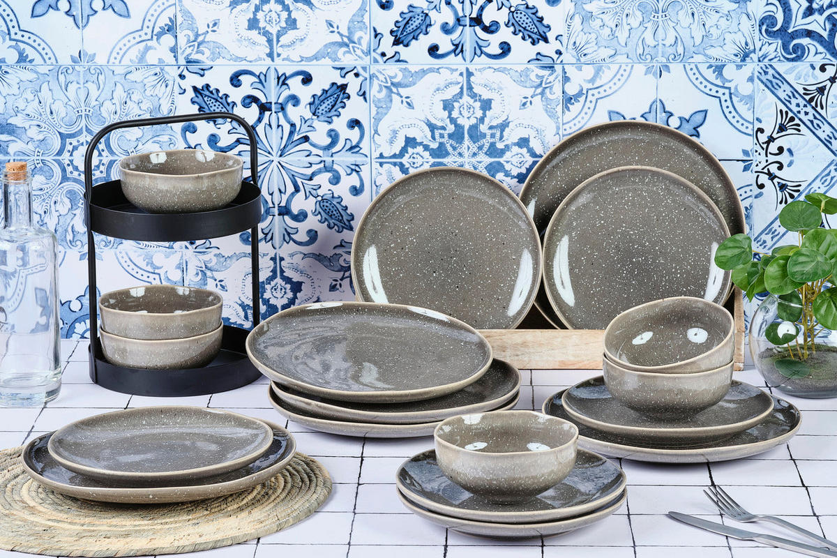 SERVICE Die Essentials Stellar - 18 Teile - Betongrau - Grau, Keramik (1/1/1cm) - Björn