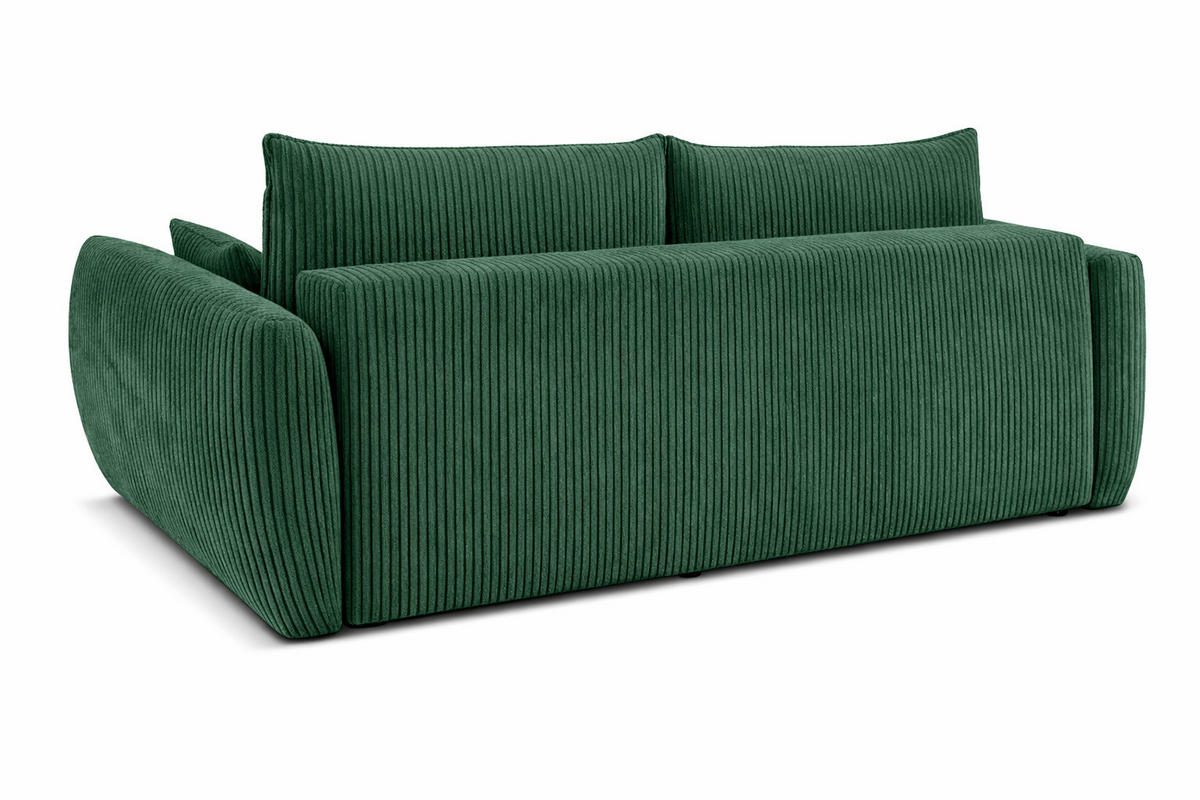 SOFA Mit Schlaffunktion Und Bettkasten, Cordstoff Poso, Grün, Zephira - Grün, Holz (238/87/102cm) - Kaiser Möbel