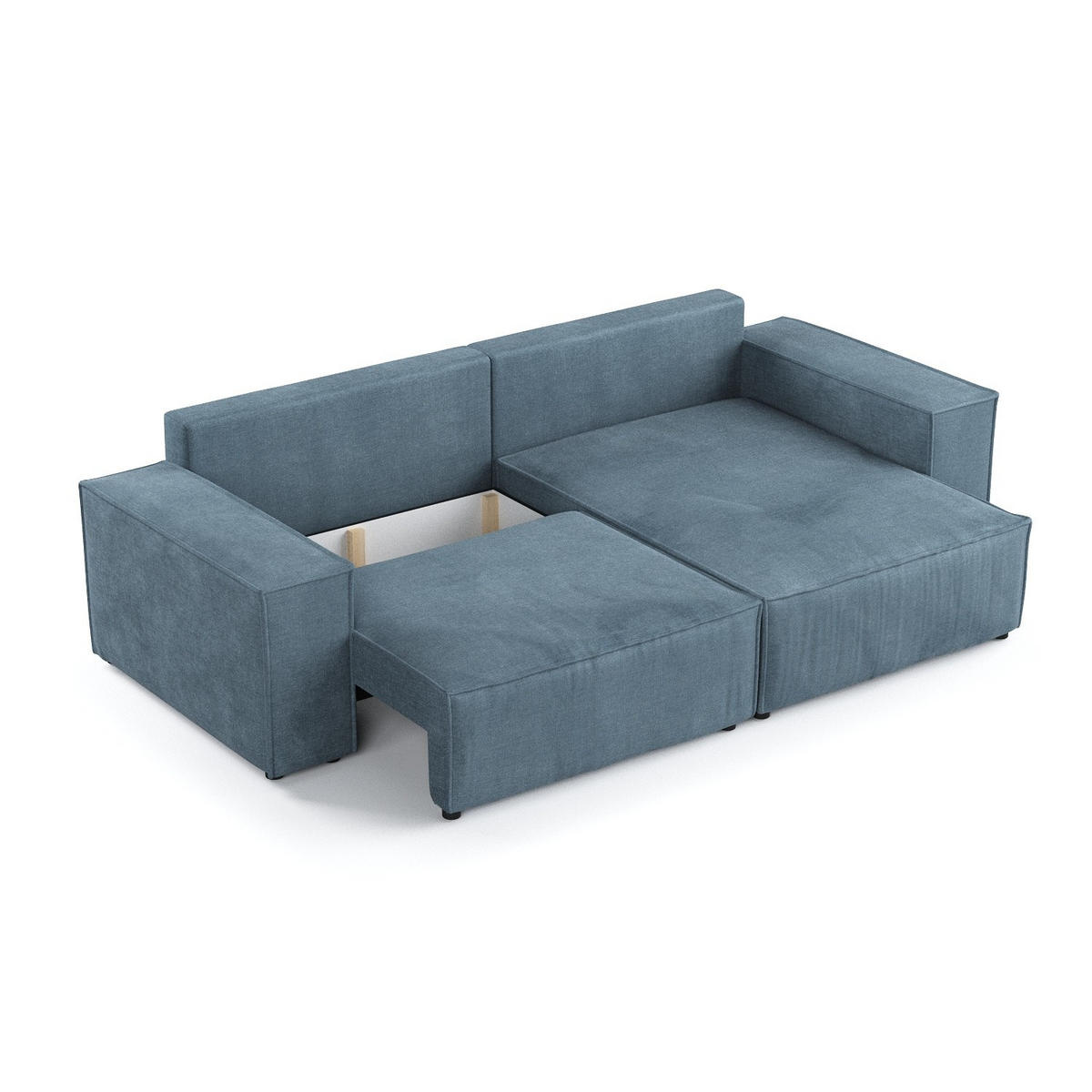 ECKSOFA SENSO mit Schlaffunktion Blau im Wind Stoff - Blau/Schwarz, Holz/Holzwerkstoff (255/148cm) - AltaBeds