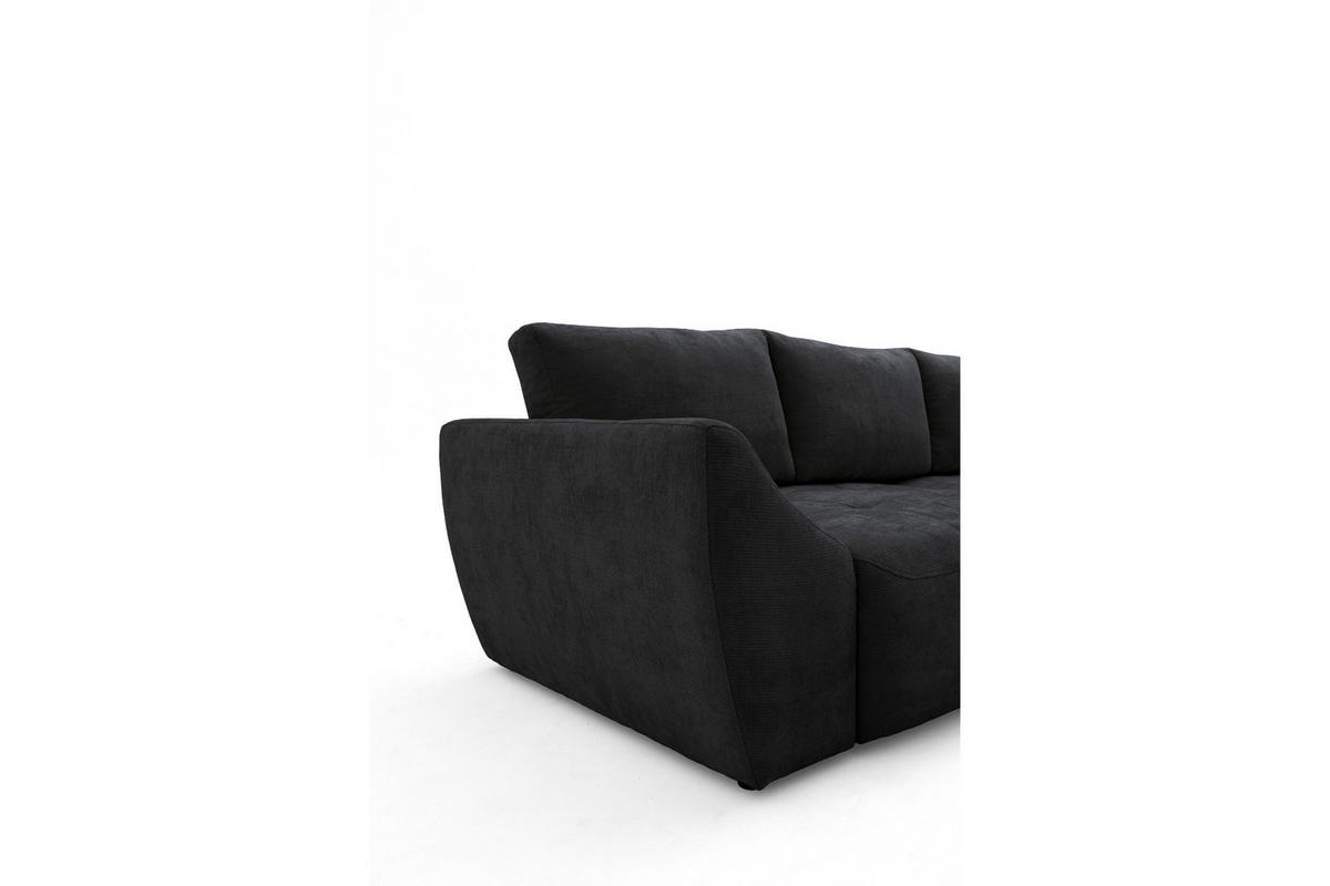 ECKSOFA NICE L Rechts mit Schlaffunktion 137x204 Chenille Anthrazit - Anthrazit/Schwarz, Holz/Textil (165/260cm) - Muffo