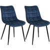 ESSZIMMERSTUHL 2er Set, Samt, Metallbeine, Blau - Blau/Schwarz, Textil/Metall (46/85.5/40.5cm) - Woltu