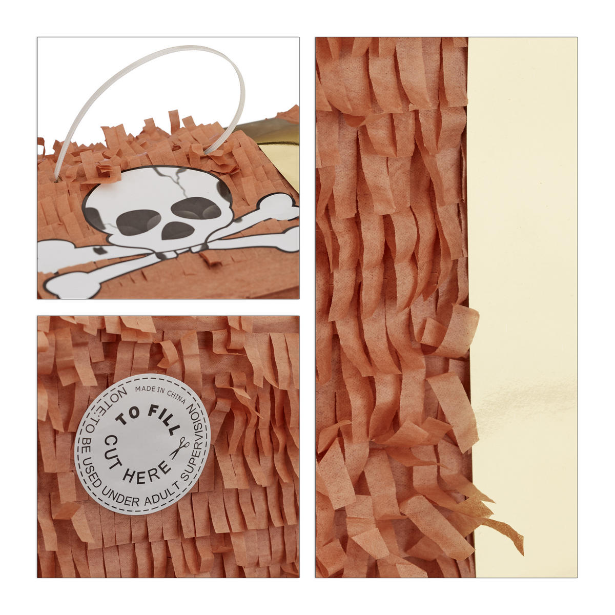 PINATA Schatzkiste - Braun, Papier (30/27/23cm) - Relaxdays