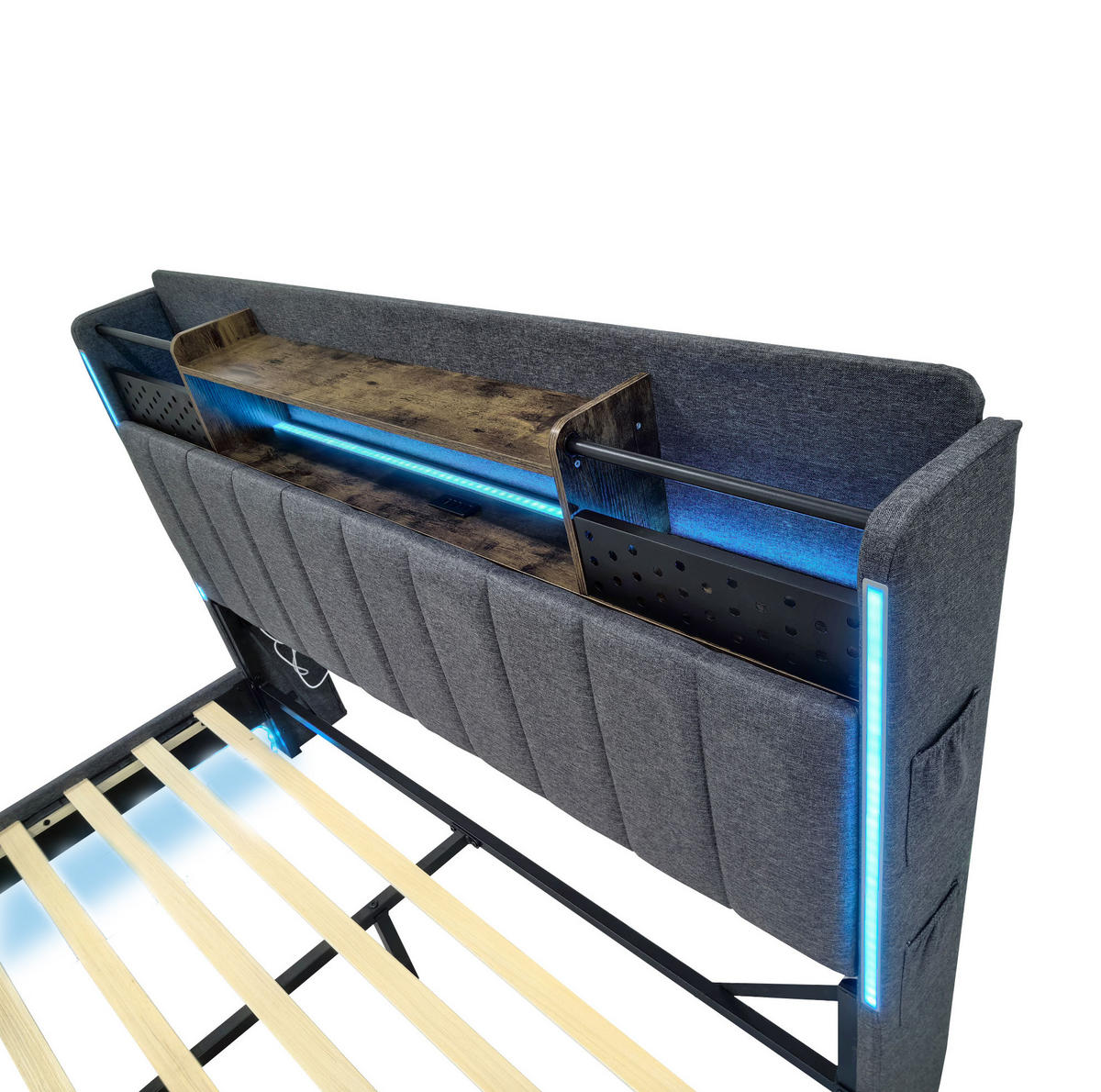 POLSTERBETT mit LED, USB und Stauraum 140x200 cm Grau - Grau, Metall (140/200cm) - Meubliv