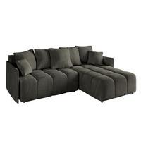 ECKSOFA Ottomane rechts LONLI-L 251x189x68 Schwarz Velours - Schwarz, Holzwerkstoff/Kunststoff (189/251cm) - ALTDECOR