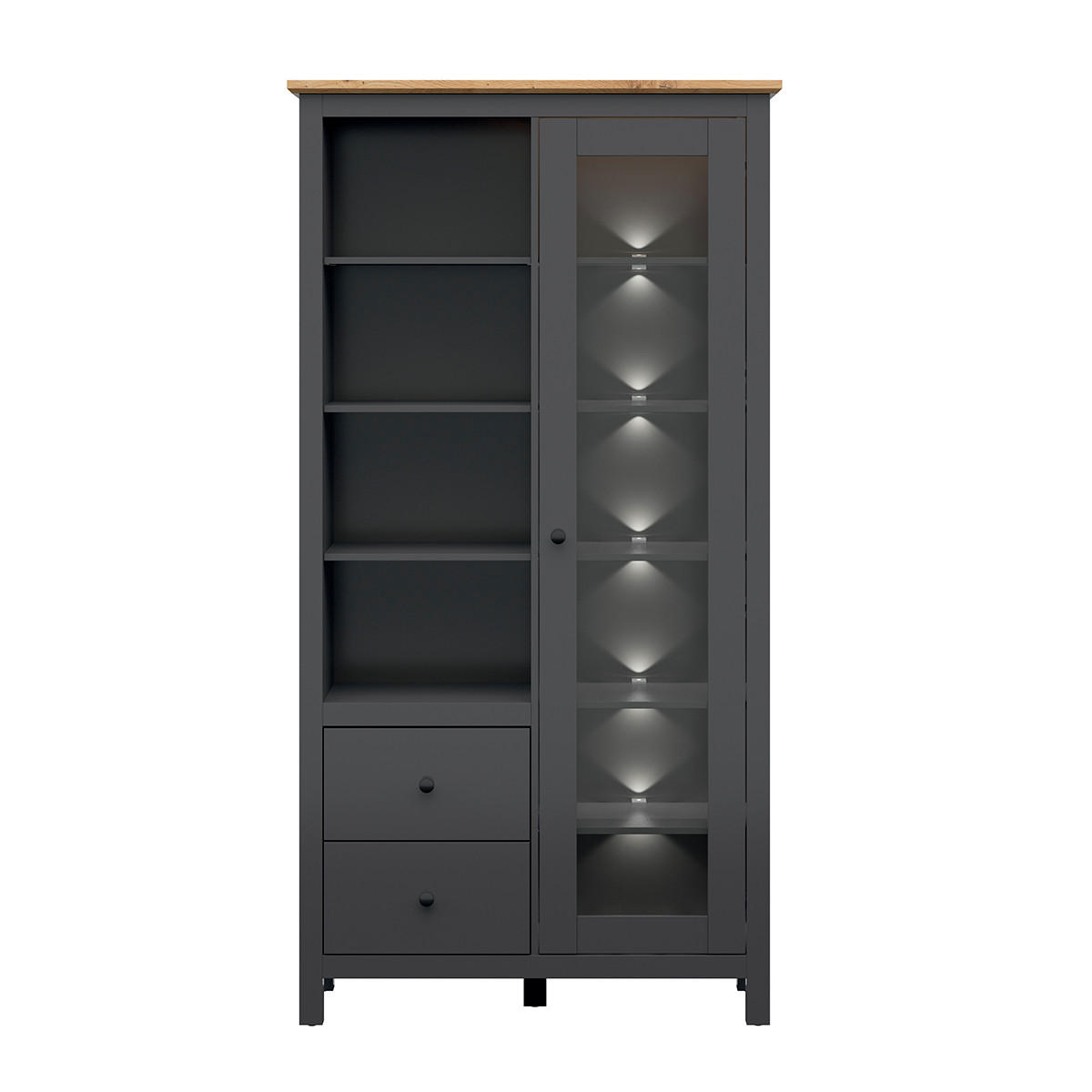 VITRÍNA Duck Antracitově šedá a dřevo - šedá, kompozitní dřevo (106/203/44cm) - Petits-meubles