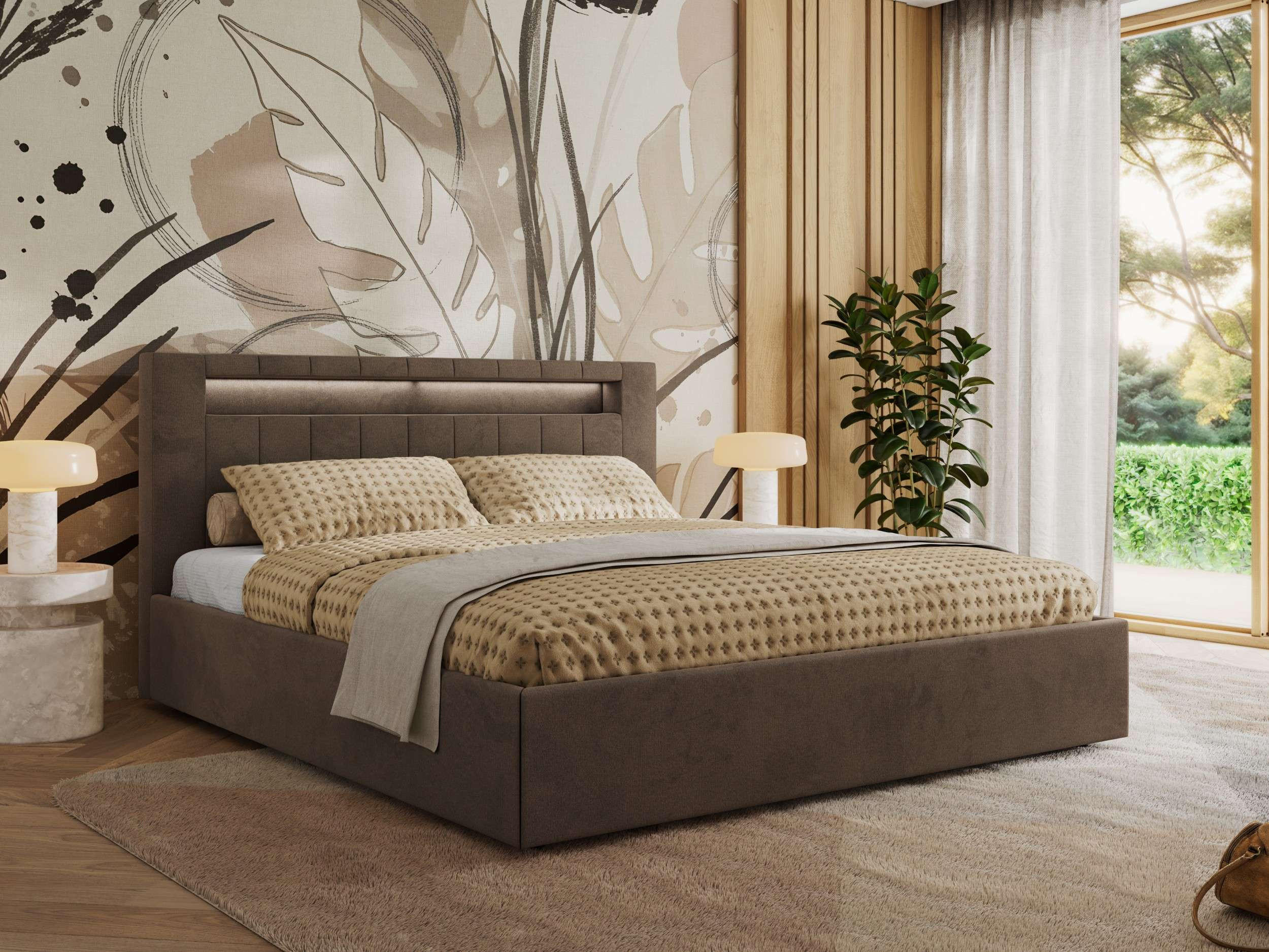 POLSTERBETT GOLD 5 CLASSIC 140/200 - Braun Velvet - Multipocket-Matratze - Braun, Textil (140/200cm) - MKS