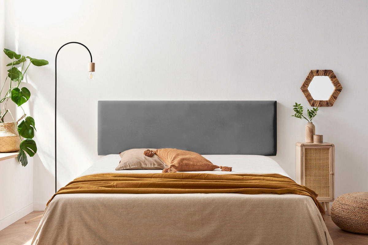 Kopfteil gepolstert NOVA Kunstleder 90x50x5 cm - Dunkelgrau - Moonia - Dunkelgrau, Holz (90/5/50cm)