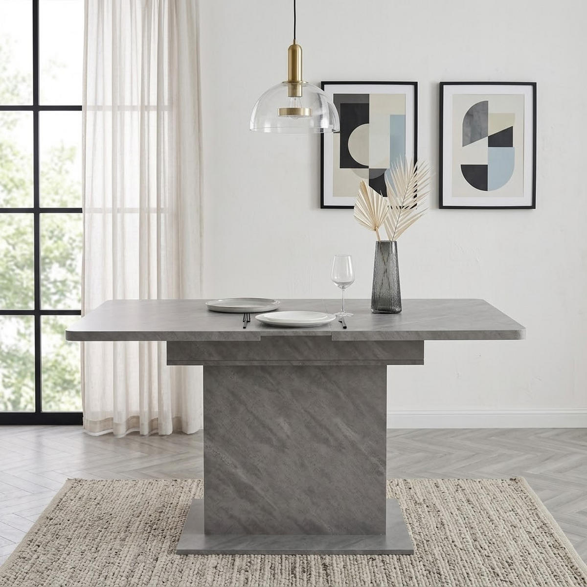 AUSZIEHTISCH Stauraum Rechteckig Betonoptik - Grau, Holzwerkstoff (70/130/75cm) - FLIEKS