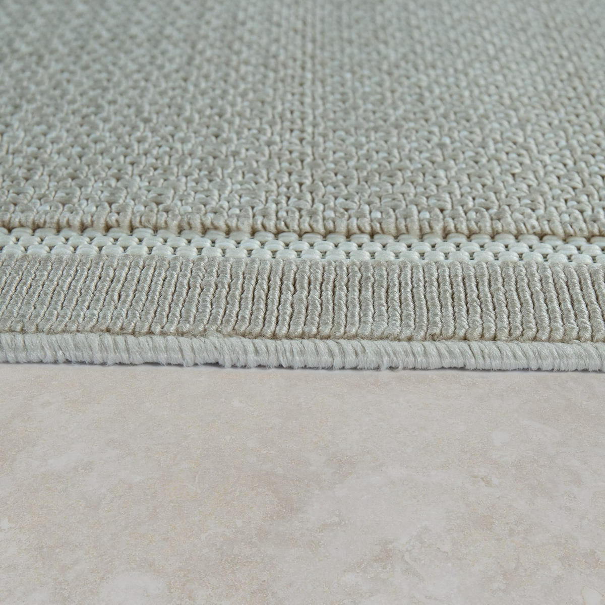 TEPPICH Outdoor Unifarben Bordüre Balkon, Terrasse schmutzabweisend Beige Rechteckig 120x170 - Beige, Textil (120/170cm) - KADIMA DESIGN