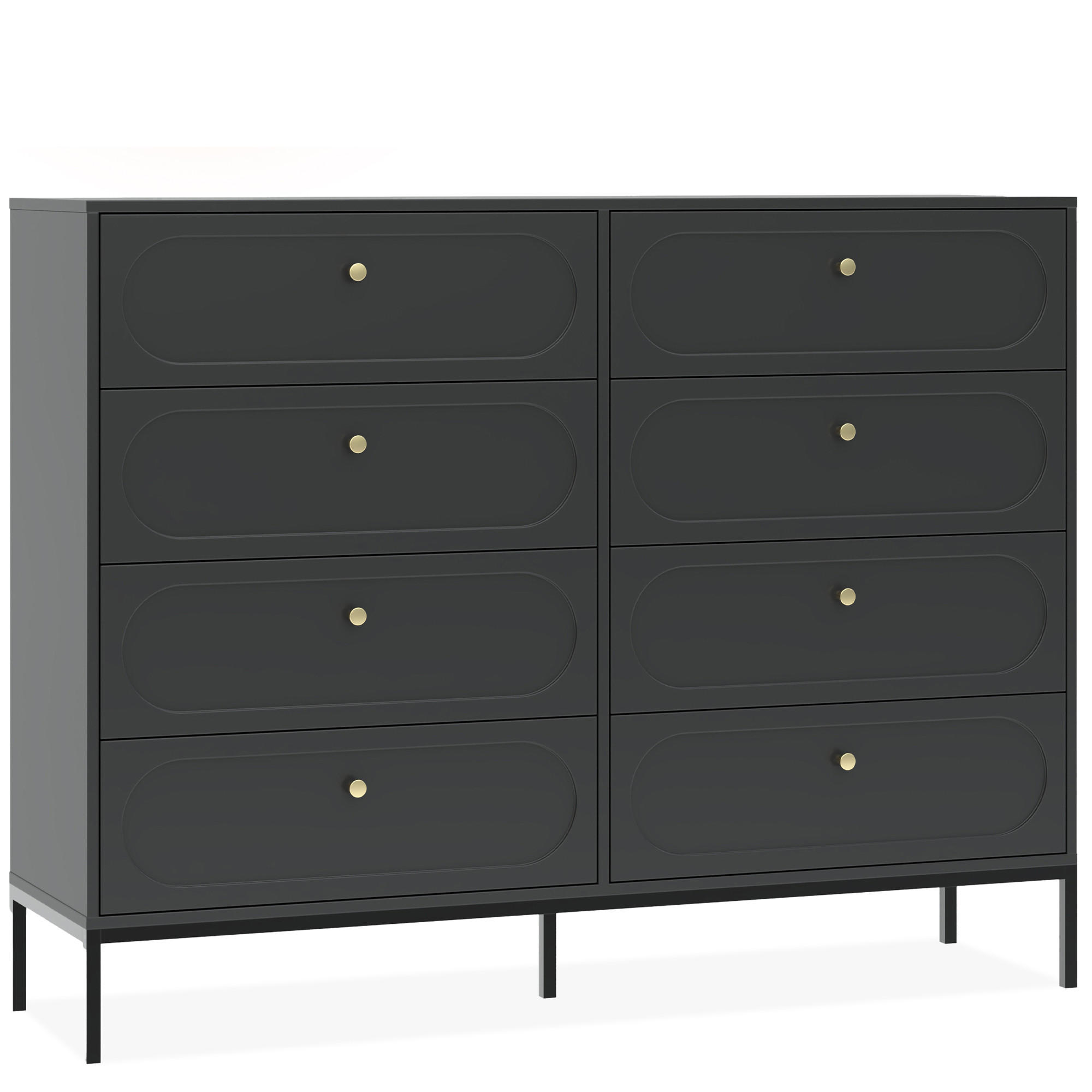 KOMMODE TILA, Schwarz - Schwarz, Holzwerkstoff (150/115.5/40cm) - KONSIMO®