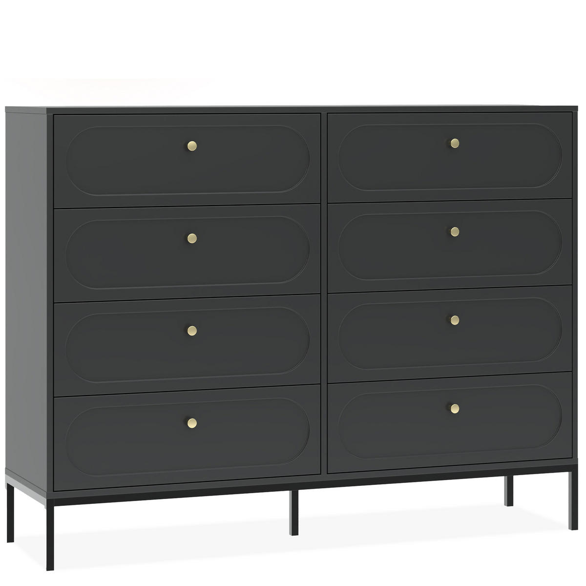 KOMMODE TILA, Schwarz - Schwarz, Holzwerkstoff (150/115.5/40cm) - KONSIMO®