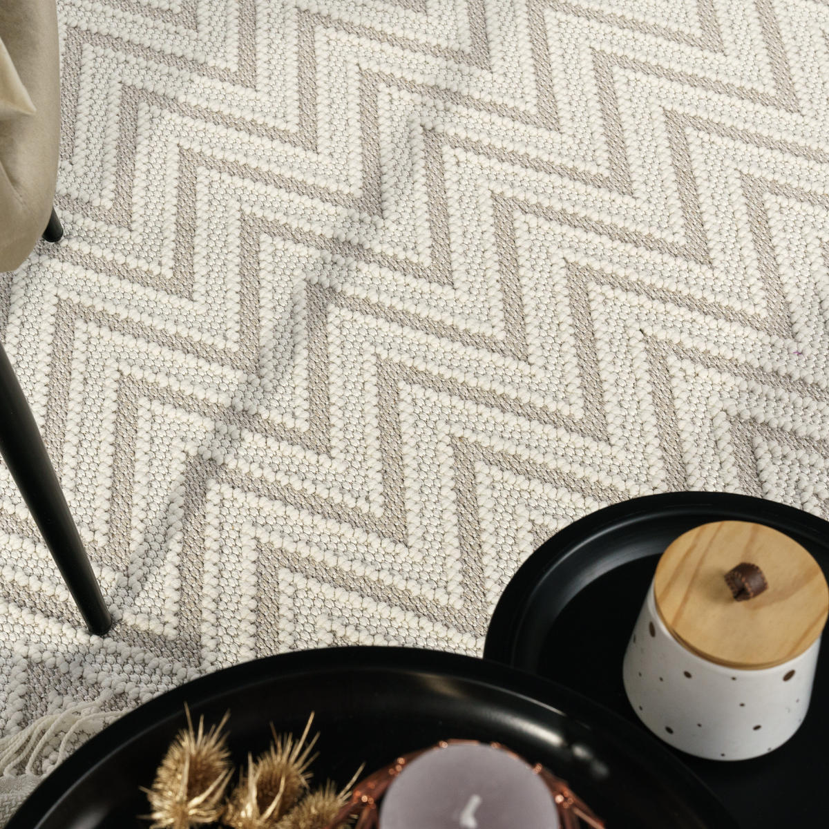 KURZFLORTEPPICH 120/120 cm Buckman 465 - Creme, Textil (120/120cm) - Paco Home