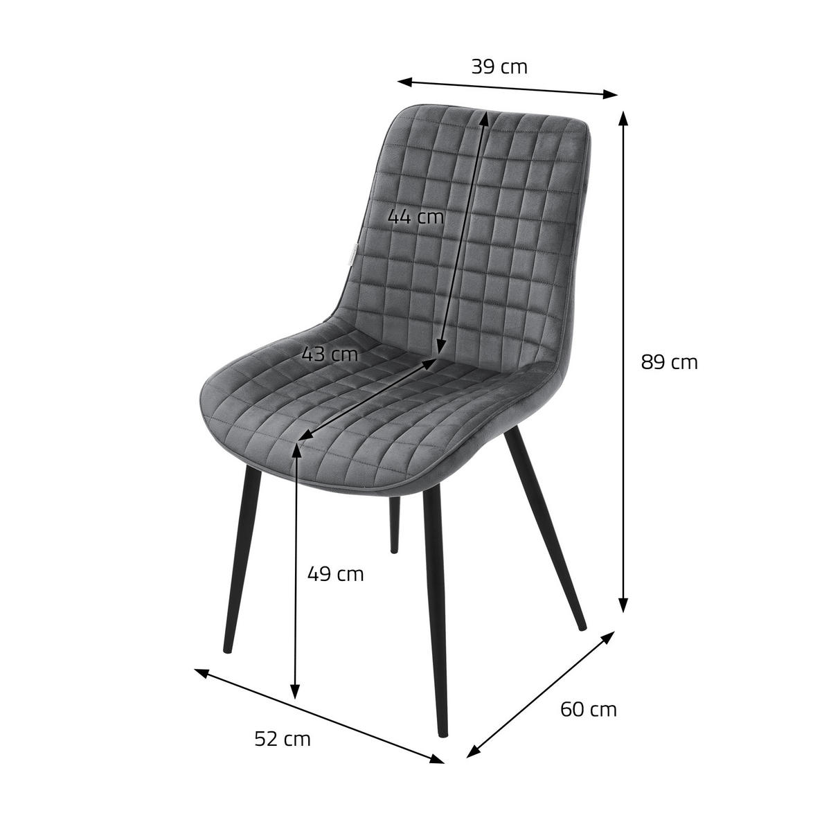 ESSZIMMERSTUHL Anthrazit 2er Set - Anthrazit, Metall (52/89/60cm) - ML-DESIGN