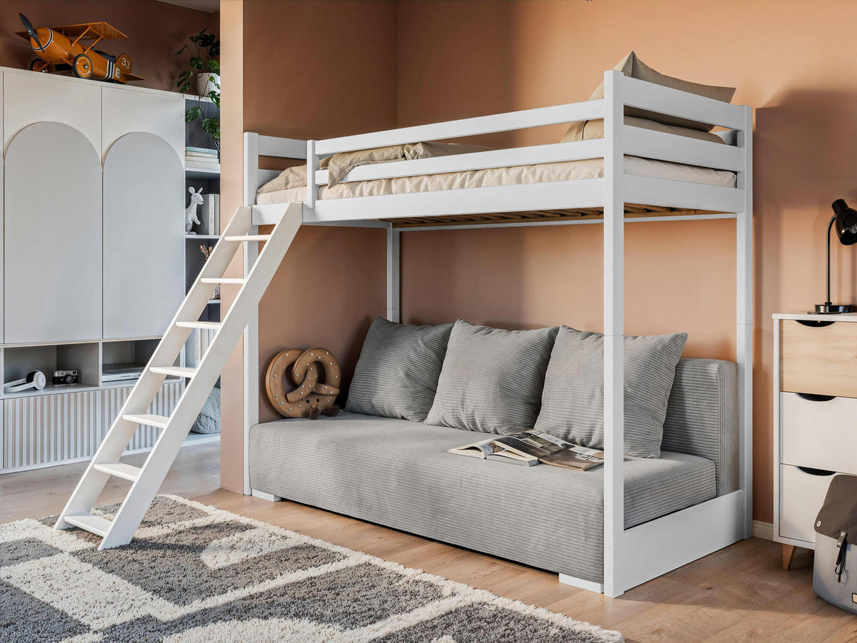 ETAGENBETT SOFINO Weiß 96x208x170 cm - Weiß, Holz - FURNLUX