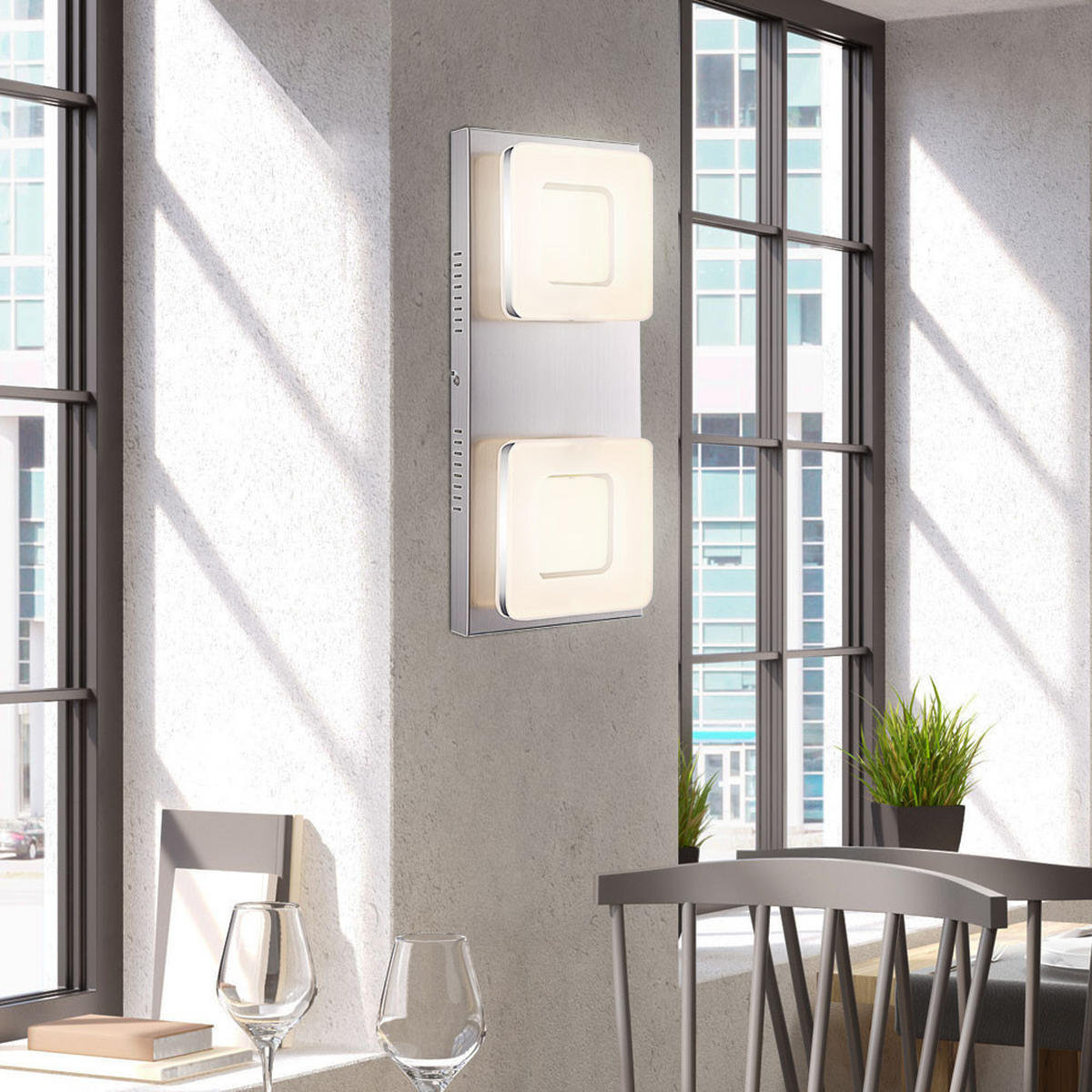 LED WANDLEUCHTE Stahl Silber matt - Silberfarben, Metall (18/43/7.5cm) - Globo Lighting