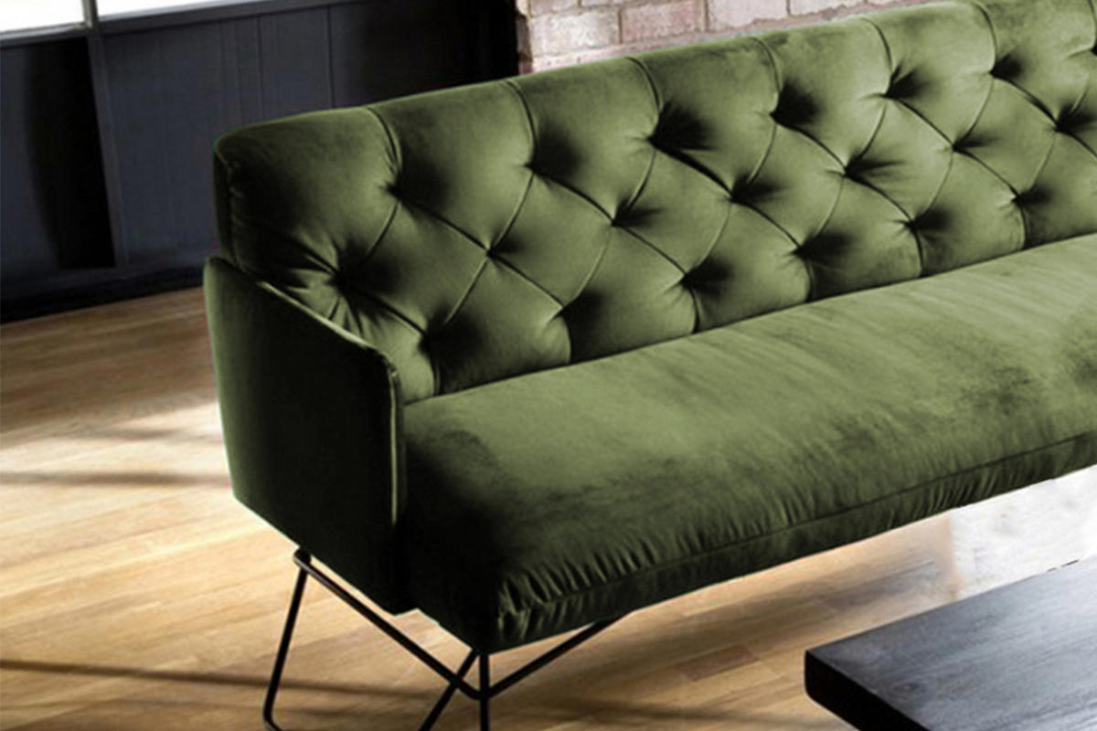 ESSZIMMERBANK CHARME Grün Velvet - Olivgrün/Grün, Textil (246/85/68cm) - KAWOLA