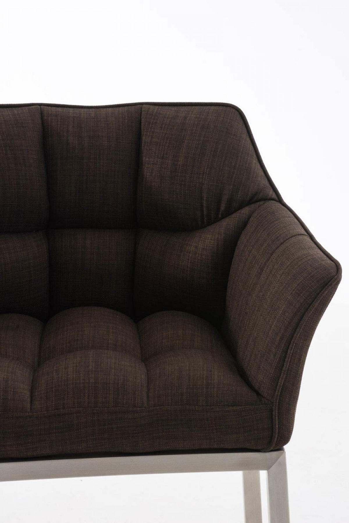 BARHOCKER Stoff braun - Edelstahlfarben/Braun, Textil/Metall (64/110/48cm) - CLP