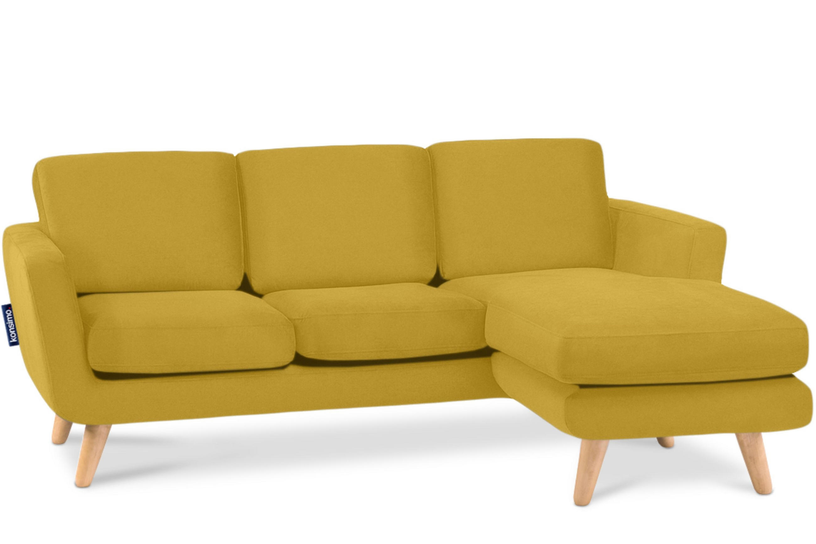 ECKSOFA-RECHTS TAGIO 3/4 Sitzer, Gelb - Gelb/Braun, Buchenholz/Textil (190/151cm) - KONSIMO®