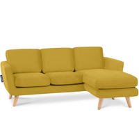 ECKSOFA-RECHTS TAGIO 3/4 Sitzer, Gelb - Gelb/Braun, Buchenholz/Textil (190/151cm) - KONSIMO®